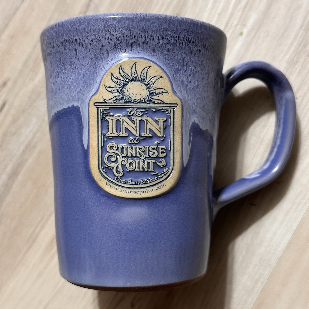The Inn at Sunrise Point Camden Maine Deneen Pottery Mug Blue Handthrown Rare